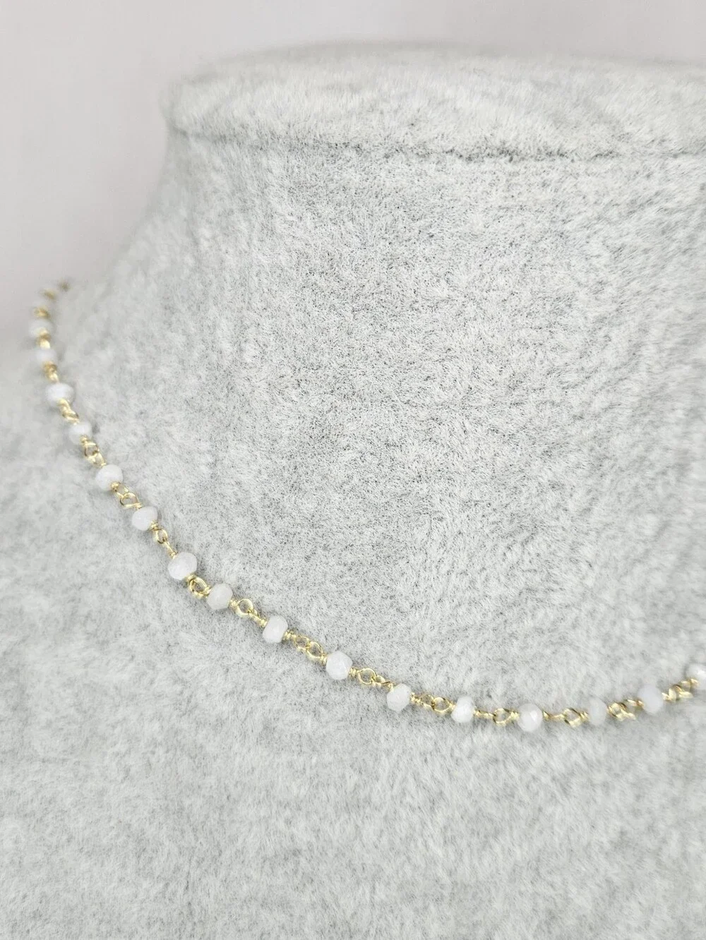 18k Gold Vermeil Moonstone Choker Necklace 16